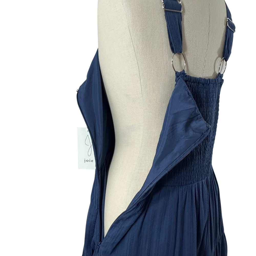 Joie Navy Blue Cotton Dobby Tiered Maxi Dress Womens Size S NWT Smocked Pockets - Picture 8 of 11